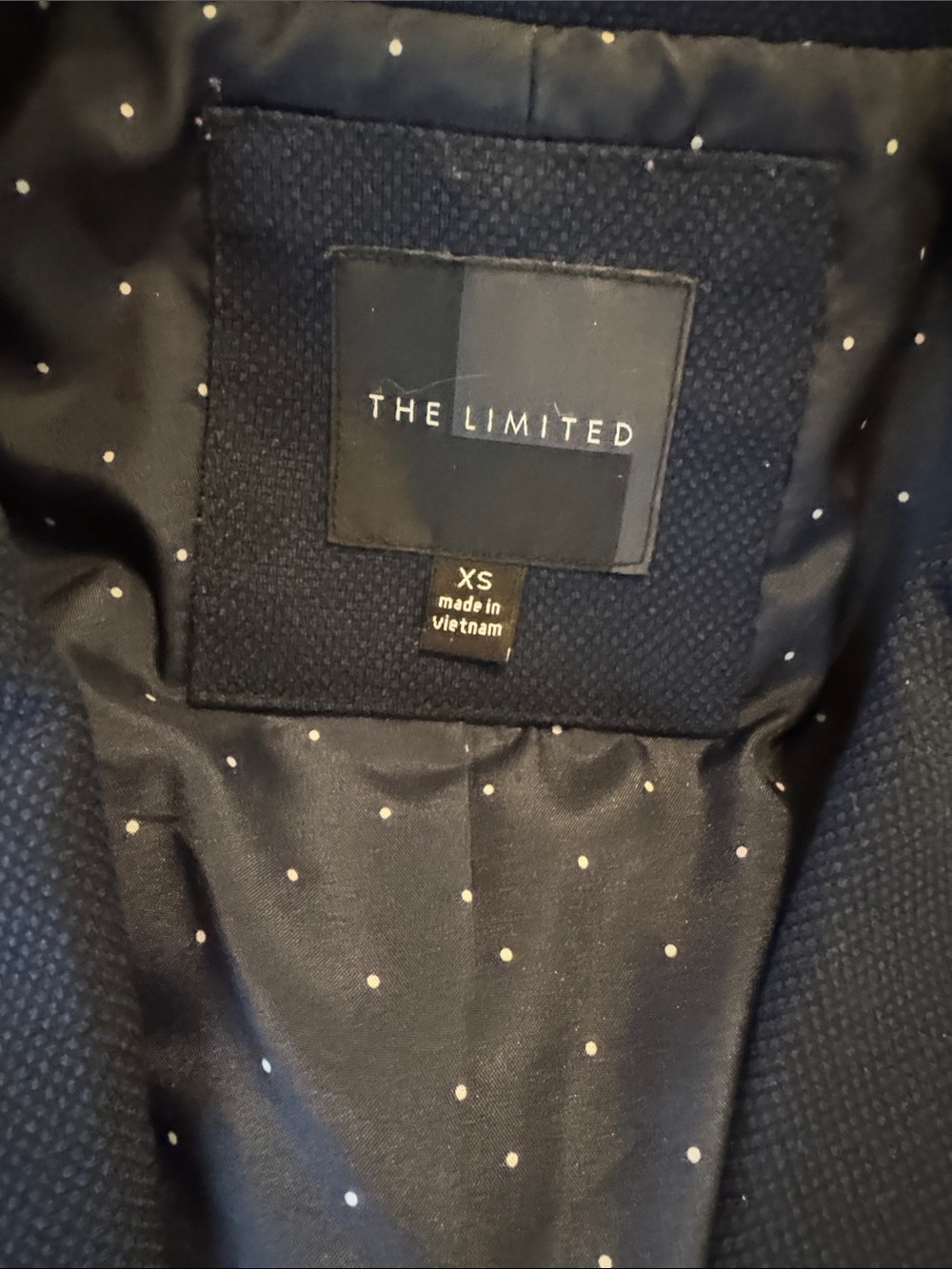 The Limited Navy Blazer with Polka Dot Lining XS